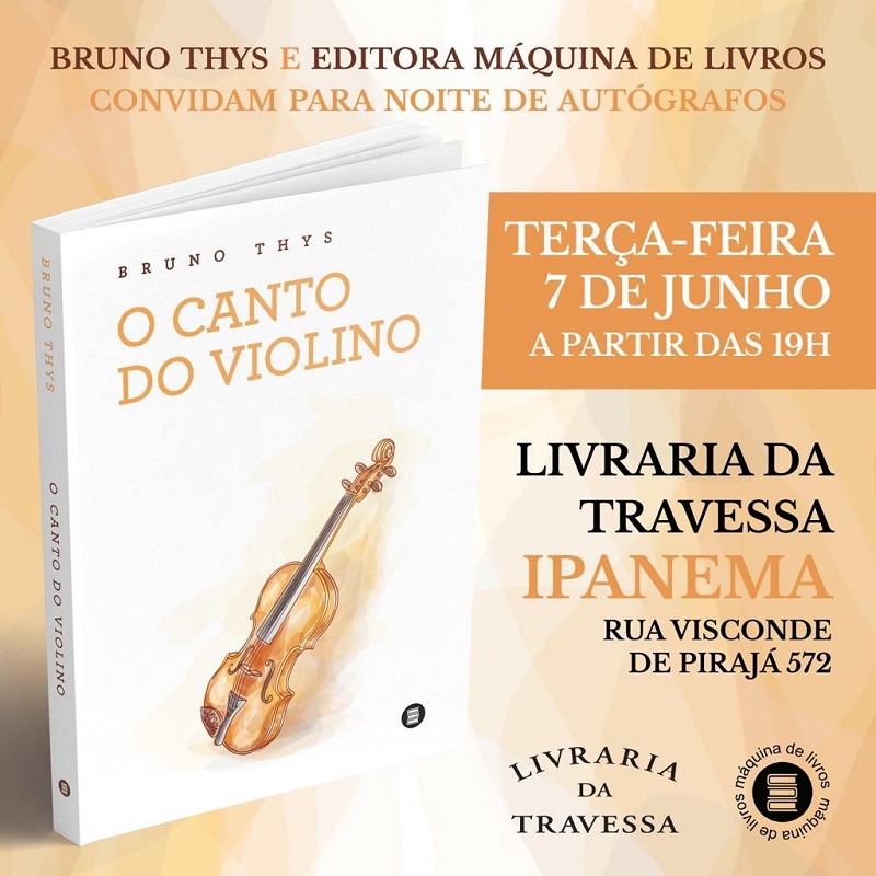 Bruno Thys lança, dia 7, “O canto do violino”